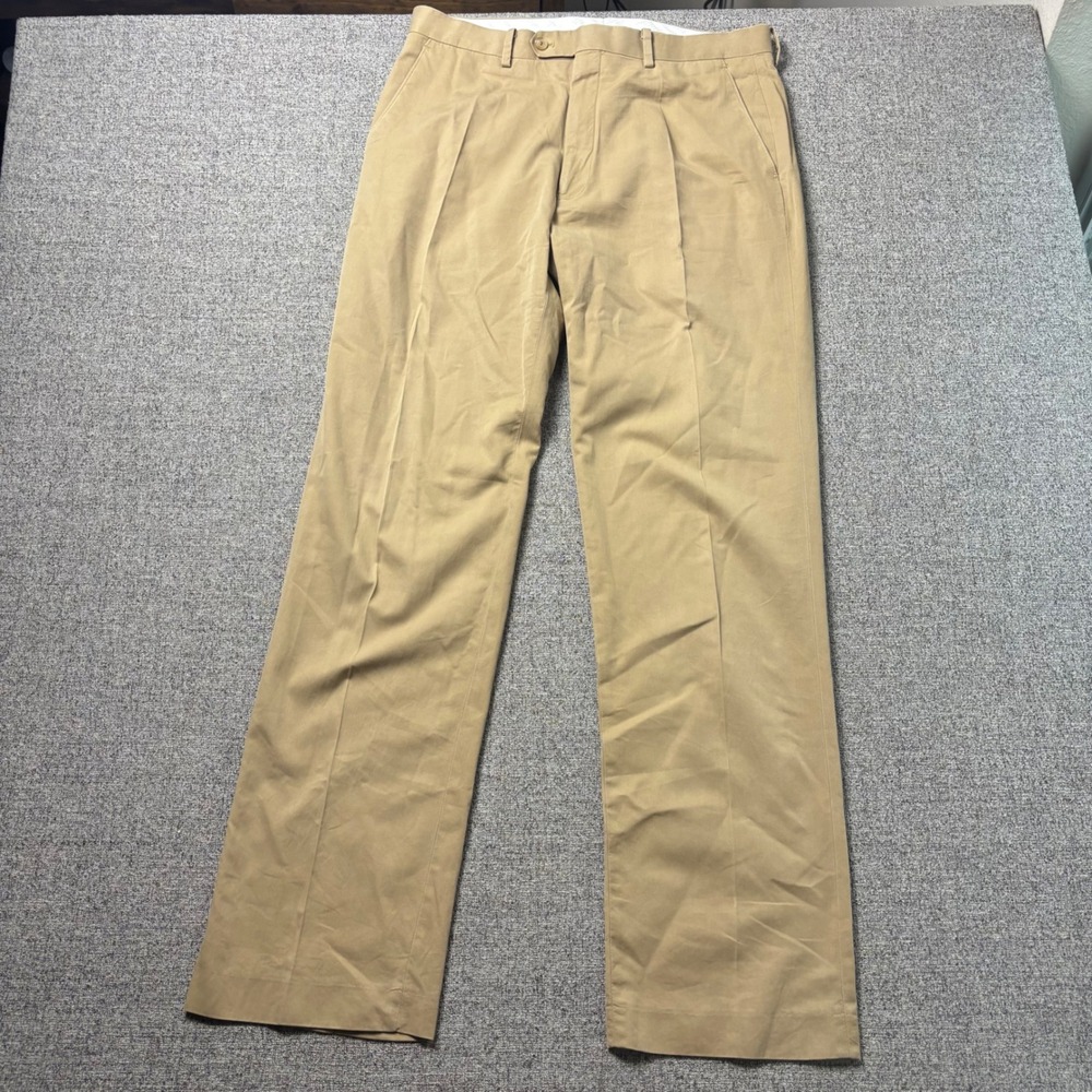 Lauren Ralph Lauren Pants Mens 34x34 Slim Fit Tan Cotton Silk Blend Dress Khaki